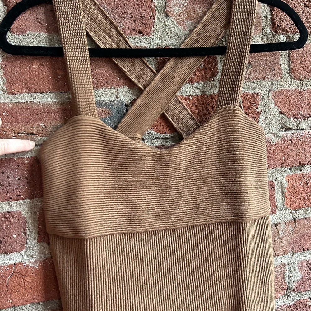Abercrombie Brown Ribbed Cross-Back Top